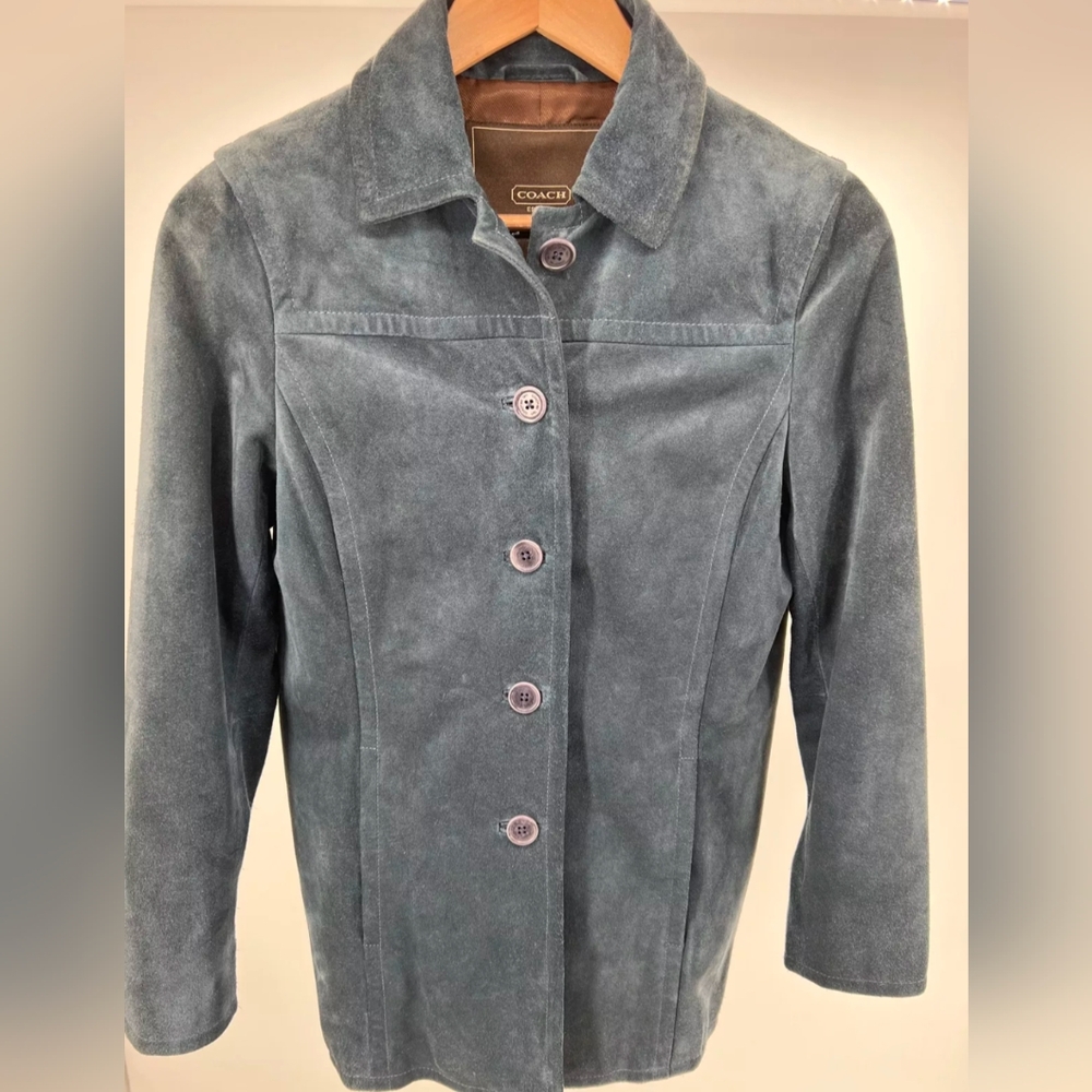 Coach Women's Blue Suede Jacket